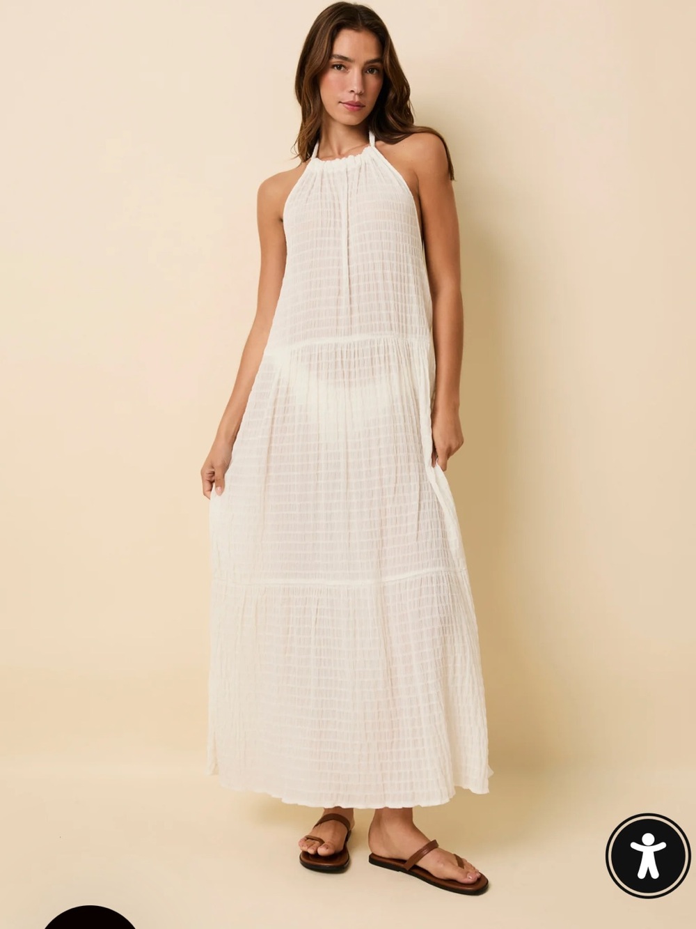 SOLID & STRIPED Kai White Halter Maxi Dress
